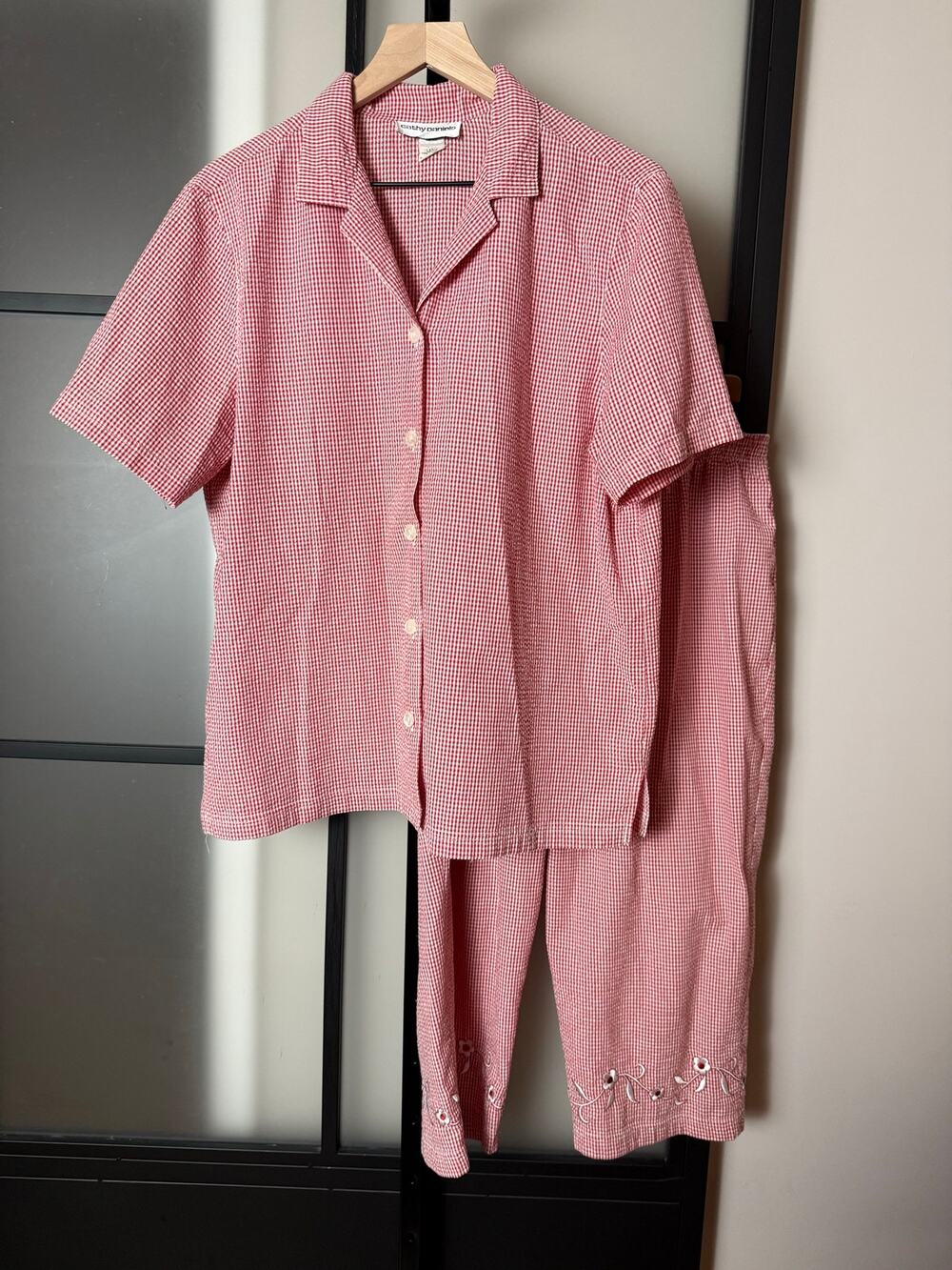 Vintage 90s Seersuckers Matching Set Cathy Daniels Size L/XL